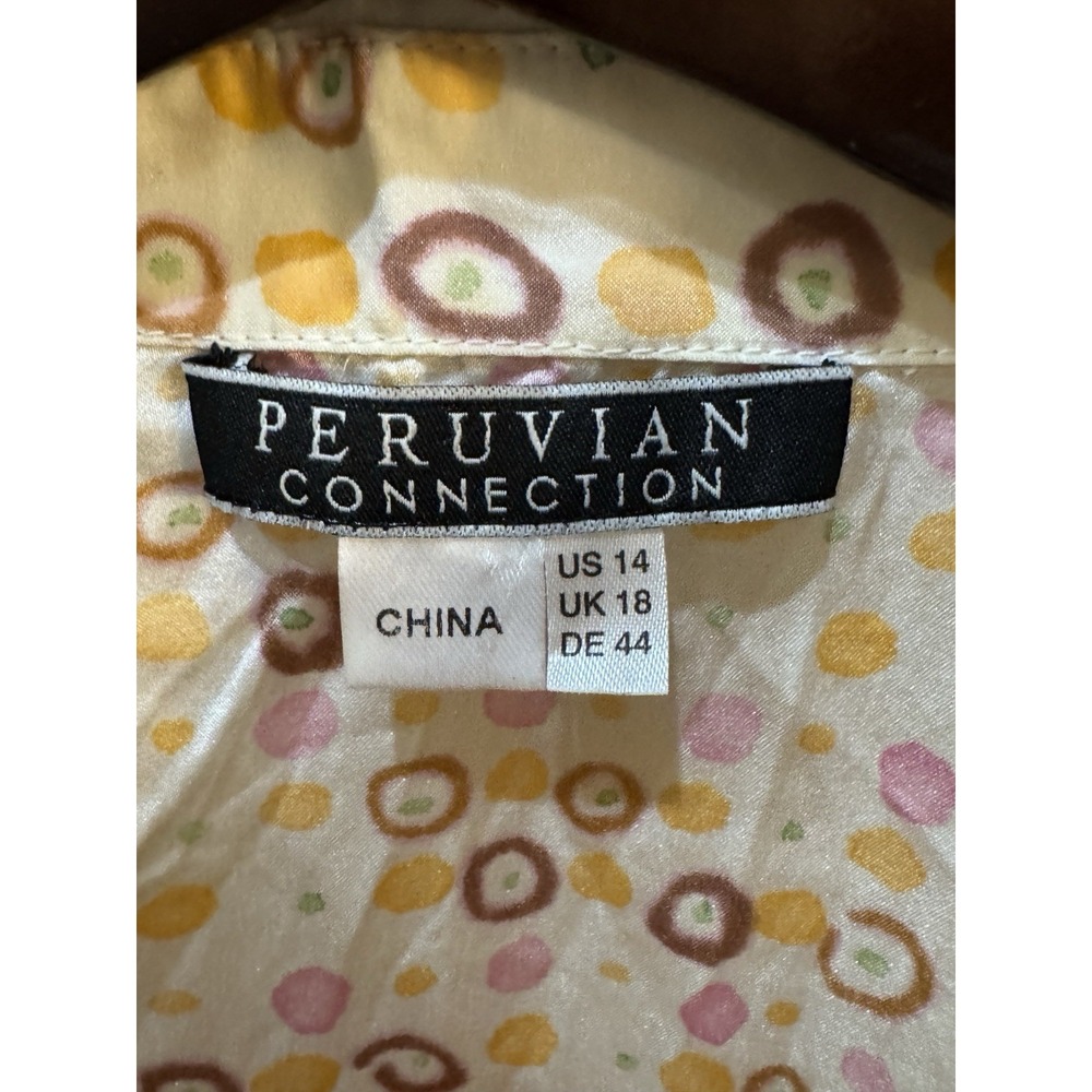 Peruvian Connection Silk Geometric Button Down Bl… - image 7